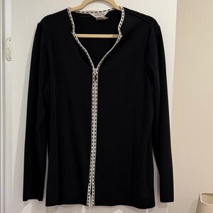 Misook Black Sweater with White Trim